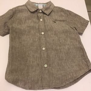 Janie & Jack Short Sleeve Linen Button Down Shirt